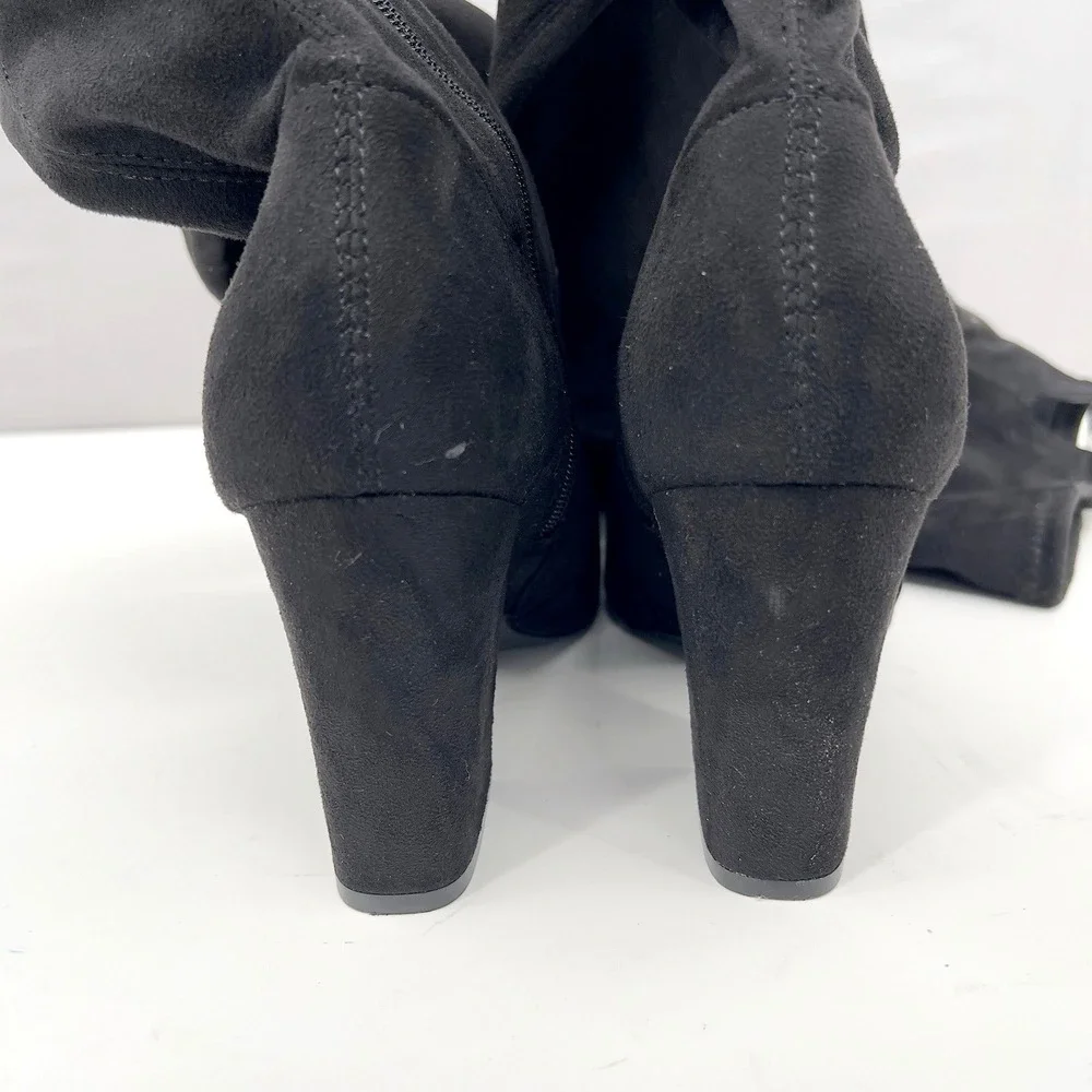 Unisa Unquesia Over-The-Knee Black Faux Suede Boots Women's 9 Tall Side Zipper‎